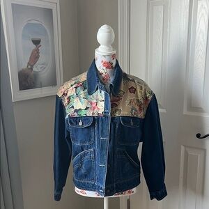 Vintage Floral Patchwork Denim Jean Jacket